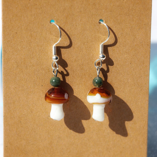 Crystal Mushroom Earrings - Agate