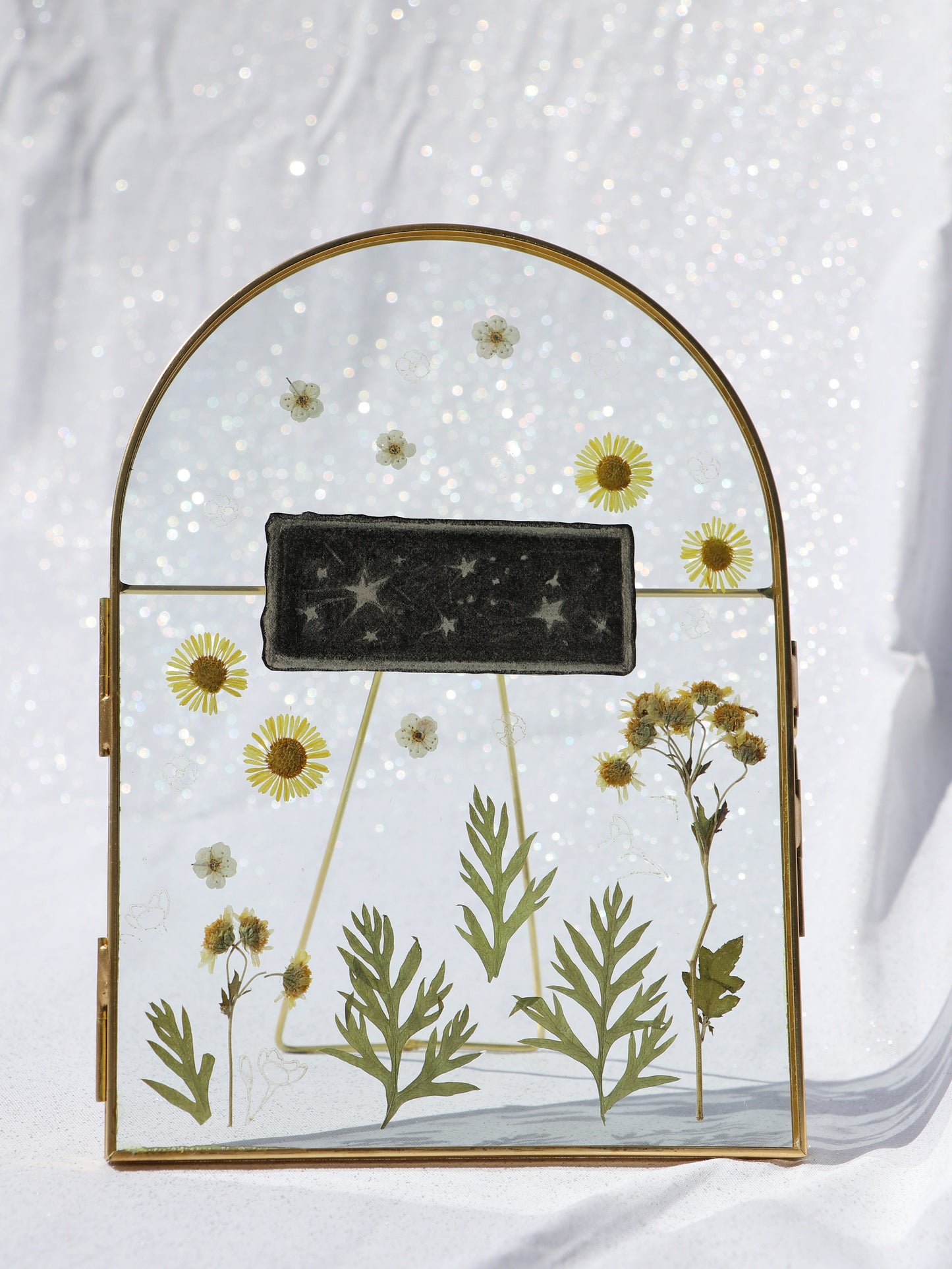 Floral Starry Sky- yellow flower and vintage print