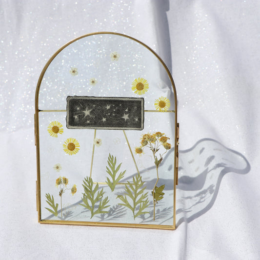 Floral Starry Sky- yellow flower and vintage print